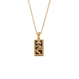 image-Ding Ran 18K Gold-Plated Zircon Tarot Necklace - Fashion Geometry 41cm-50cm
