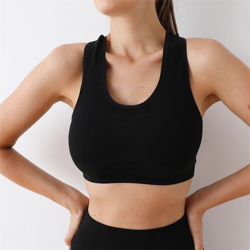 image-Dai Jiaoyi Pink Yoga Sports Bra with Chest Pad - XL, Nylon/Nylon