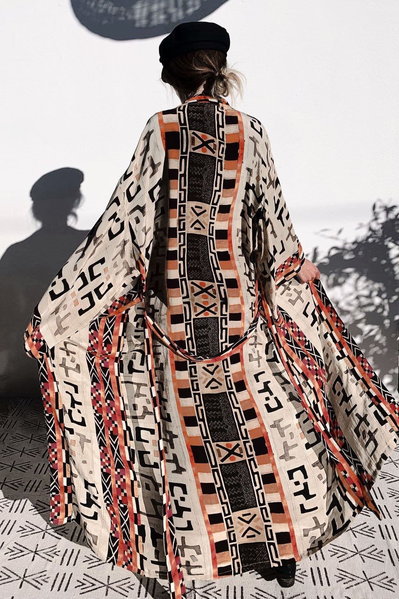 image-Rayon Beach Cover-Up Kimono - Light Blue One Size