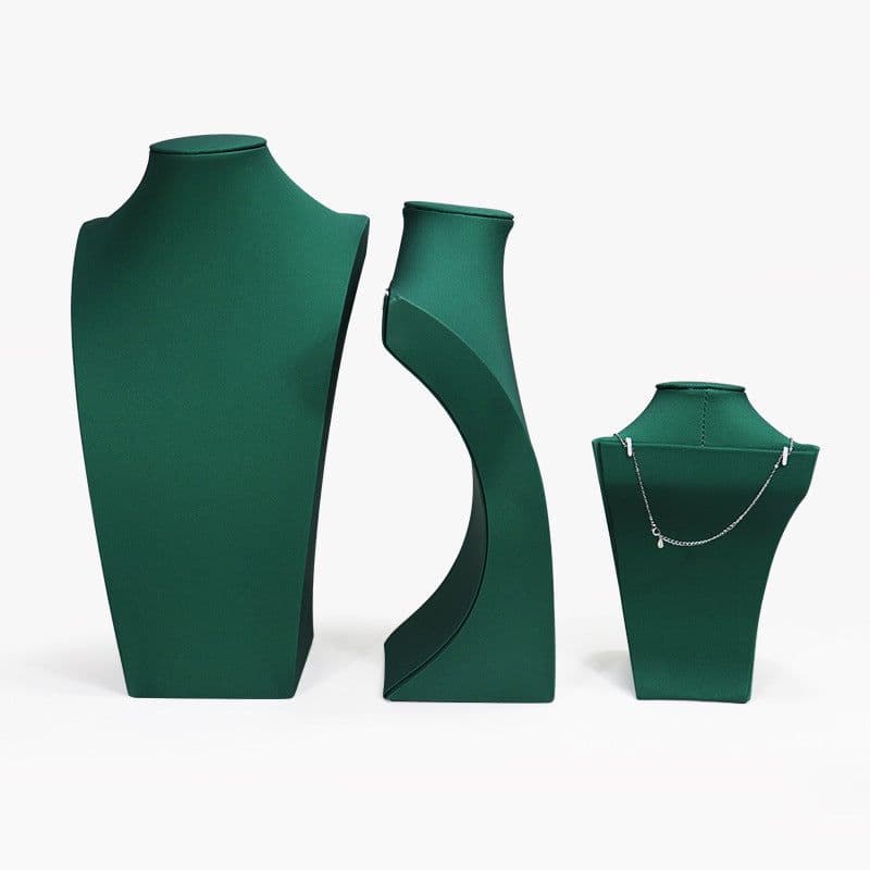 image-PU Leather Necklace Display Stand - Blue 39cm