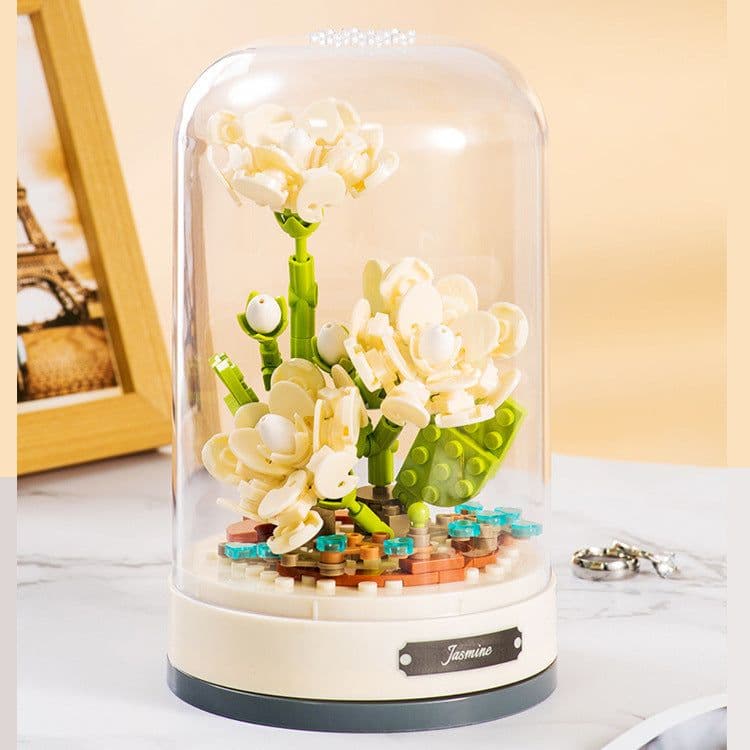 image-Jiaqi Music Box Building Blocks Rose 200-400pcs Toy Ornaments JK2675