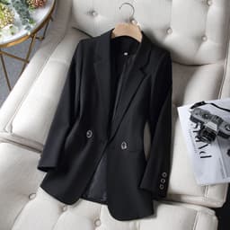 image-Women's Slim Suit Jacket - Apricot Mesh