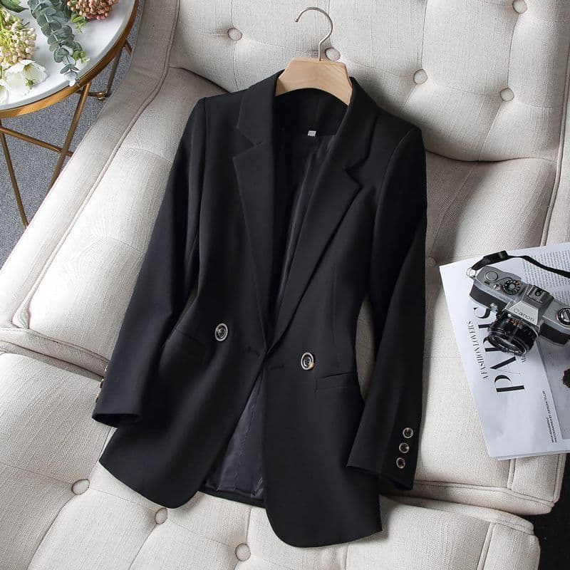 image-Women's Slim Suit Jacket - Apricot Mesh
