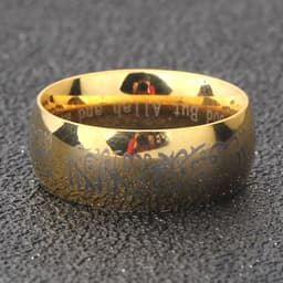 image-Titanium Steel Retro Gold Black Ring, 8mm Simple Personalized