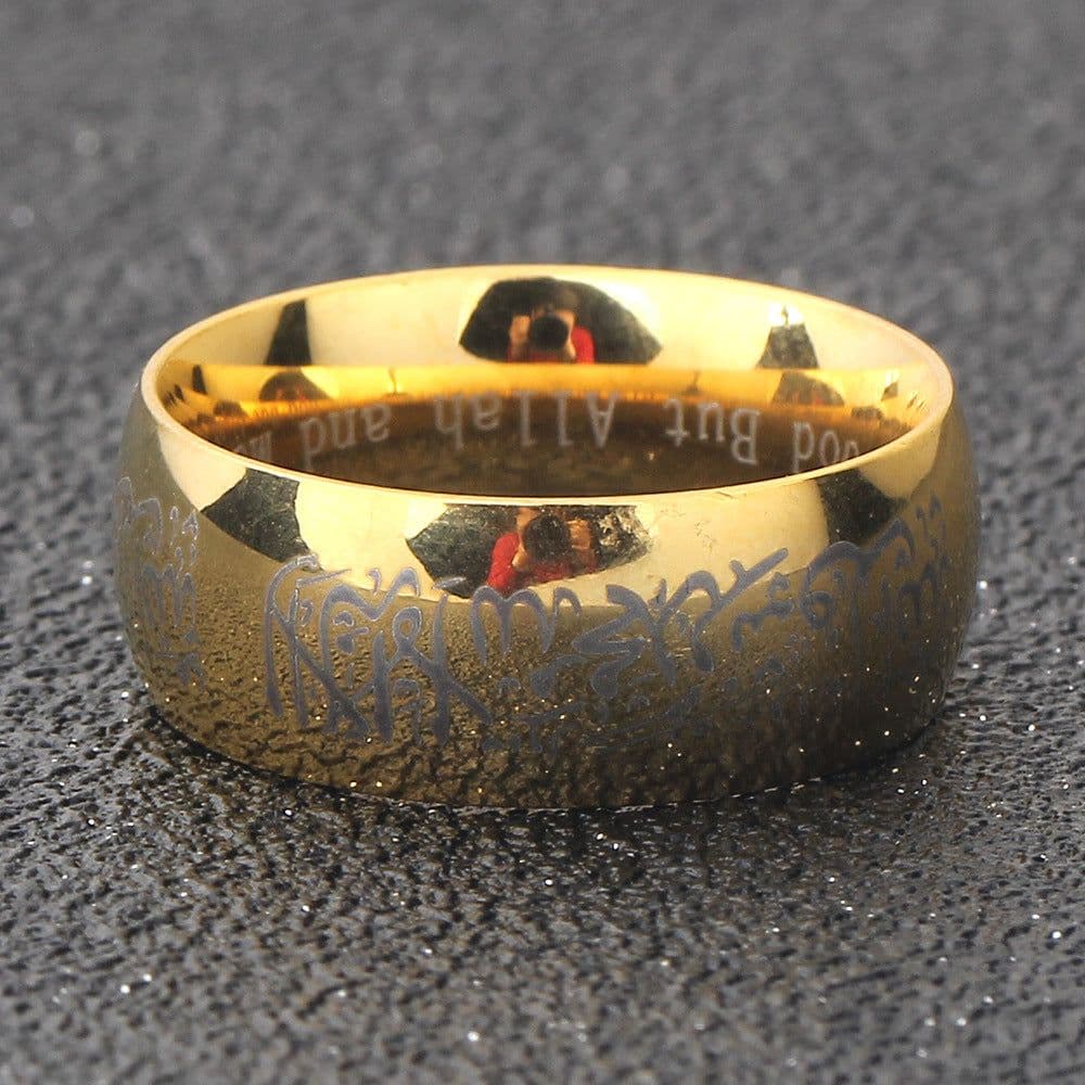 image-Titanium Steel Retro Gold Black Ring, 8mm Simple Personalized