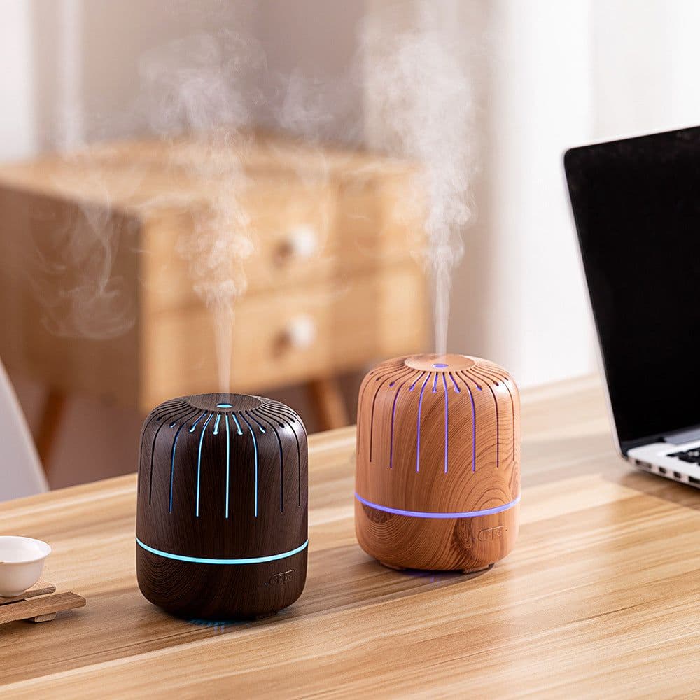image-Ultrasonic Aroma Diffuser - Light Wood 180ml USB