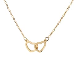 image-Xinghe cross-border hot-selling light luxury mirror stainless steel necklace heart-to-heart titanium steel double-ring pendant clavicle chain
