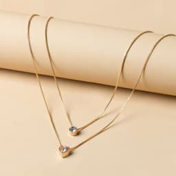 image-Cross-border hot-selling double-layer diamond-encrusted love drop pendant necklace women's multi-layer collarbone chain necklace jewelry wholesale