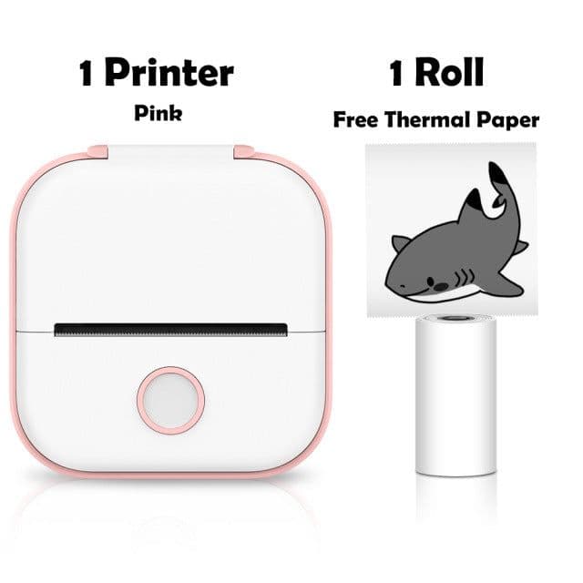 image-Phomemo T02 Mini Thermal Label Printer, Pink, 48mm USB/Bluetooth