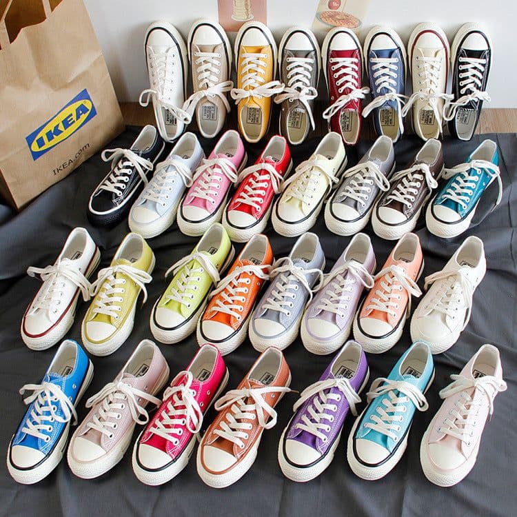 image-Triple vulcanization 1970s classic re-engraved low-cut color canvas shoes female students Korean version 2023 spring board shoes