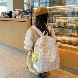 image-2022 Summer New Products Korean Street Trend Student Nylon Schoolbag Fashion Floral Casual Couple Backpack