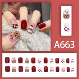 image-Autumn and winter gentle and pure desire simple style wearable manicure patches short, medium and long style white removable fake nail patches
