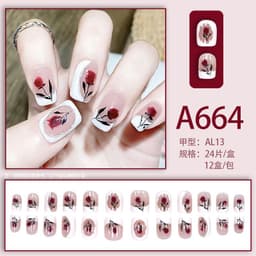 image-Autumn and winter gentle and pure desire simple style wearable manicure patches short, medium and long style white removable fake nail patches