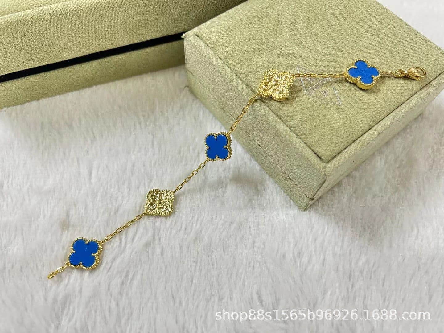 image-High-End Five-Flower Bracelet Rose Gold Clavicle Chain Thickened Electroplating Wholesale