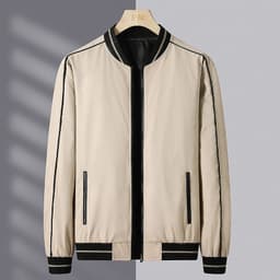 image-Men's Baseball Jacket - Black Polyester 5XL