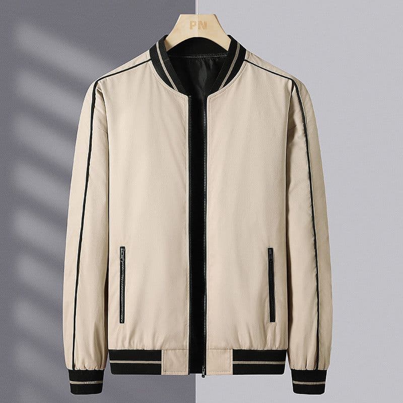 image-Men's Baseball Jacket - Black Polyester 5XL