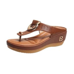 image-Women's Thong Wedge Sandals - Sky Blue Size 43