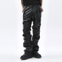 image-Dark Punk Leather Pants - Men's Hip Hop Loose Casual