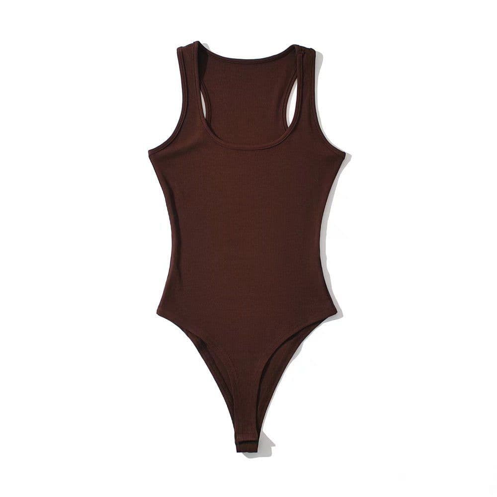 image-Trendy Brown Romper for Women - High Waist XL - Sexy Streetwear