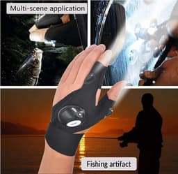 image-Led flashlight fishing maintenance camping running lighting half finger with light night fishing gloves night running with light gloves