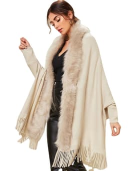 image-Dark Blue Cardigan Sweater Women Fur Collar