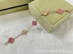 image-High-End Five-Flower Bracelet Rose Gold Clavicle Chain Thickened Electroplating Wholesale