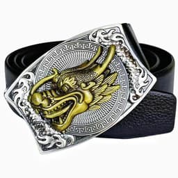 image-Men's Belt Knife - Trendy PU Leather, Alloy Buckle, 130cm