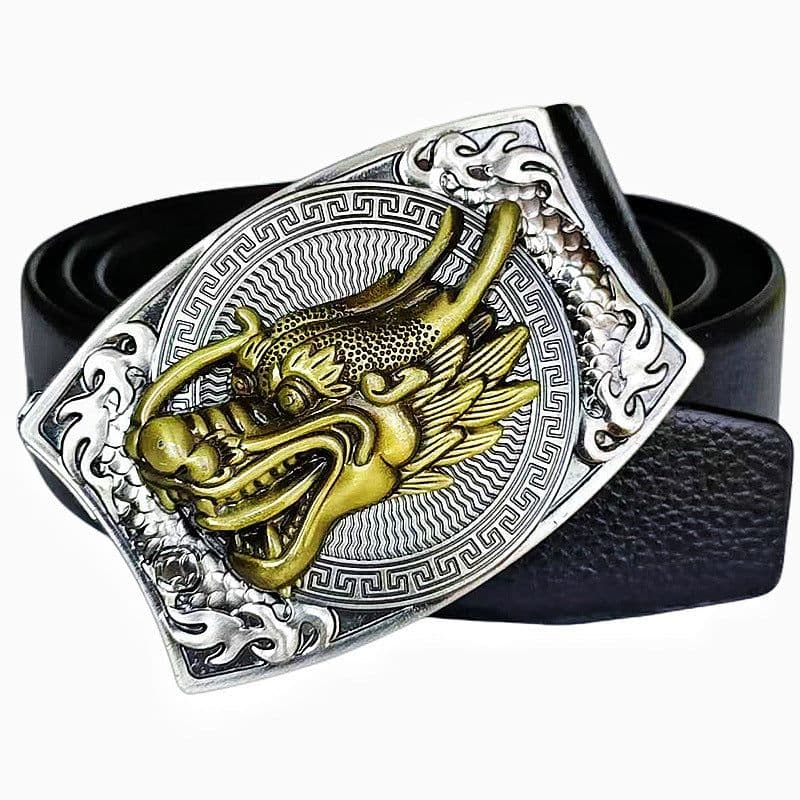 image-Men's Belt Knife - Trendy PU Leather, Alloy Buckle, 130cm