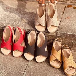 image-Women's Wedge Sandals - Beige Size 43 Eva Sole
