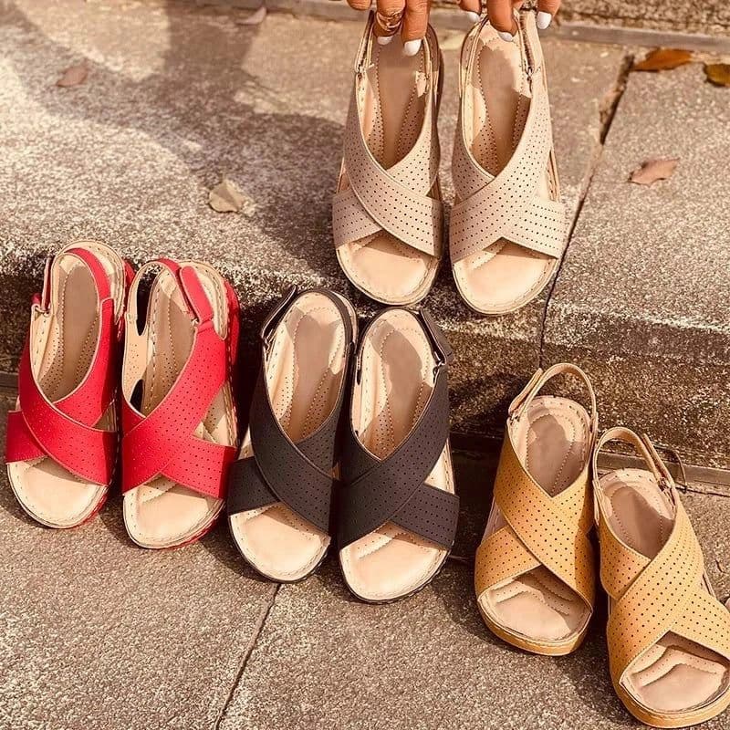 image-Women's Wedge Sandals - Beige Size 43 Eva Sole