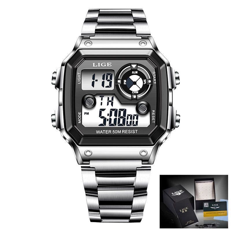 image-Lige LG8921 Electronic Watch - 40mm Silver 30M Water-Resistant