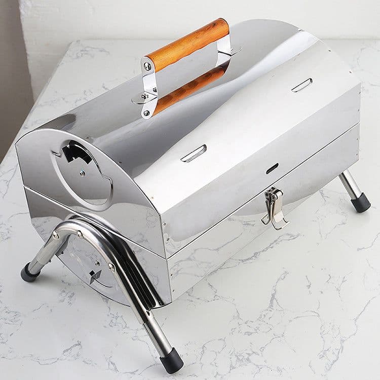 image-Blue Print Charcoal Barbecue Oven - Stainless Steel Portable