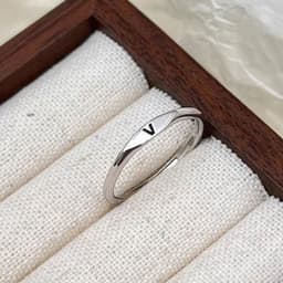 image-S925 Sterling Silver Letter Ring - Adjustable