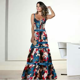 image-Sleeveless Polyester Dress - Green High Waist Long