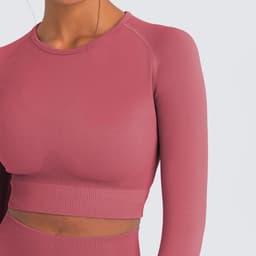 image-Women's Long Sleeve Yoga Top - Black Nylon Spandex