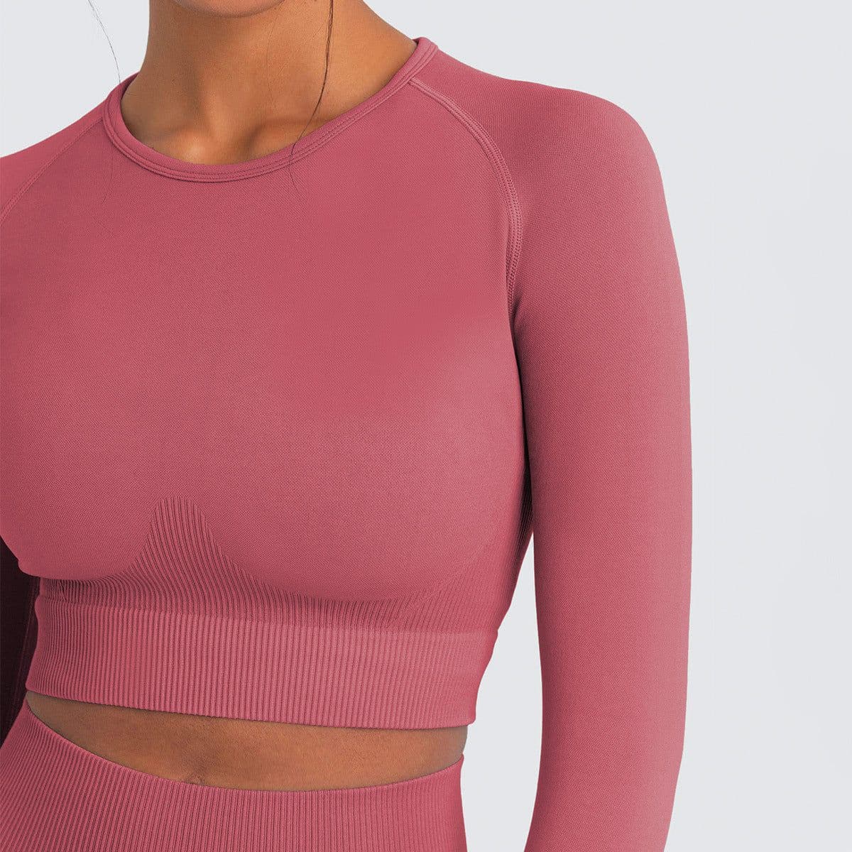 image-Women's Long Sleeve Yoga Top - Black Nylon Spandex
