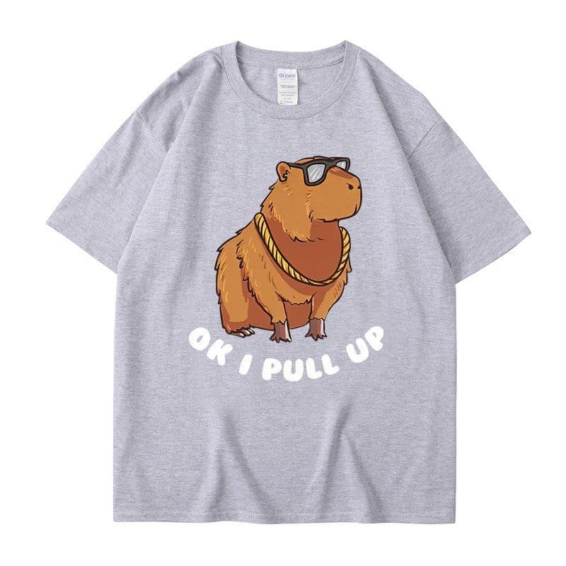image-Cross-border independent station new summer cartoon cute Harajuku style printed cotton short-sleeved men's and women's T-shirt tops