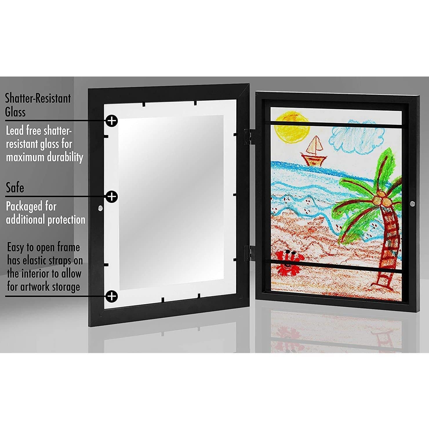 image-2023 cross-border new hot wooden oil painting storage box children flip photo frame picture frame Kids Art Frames