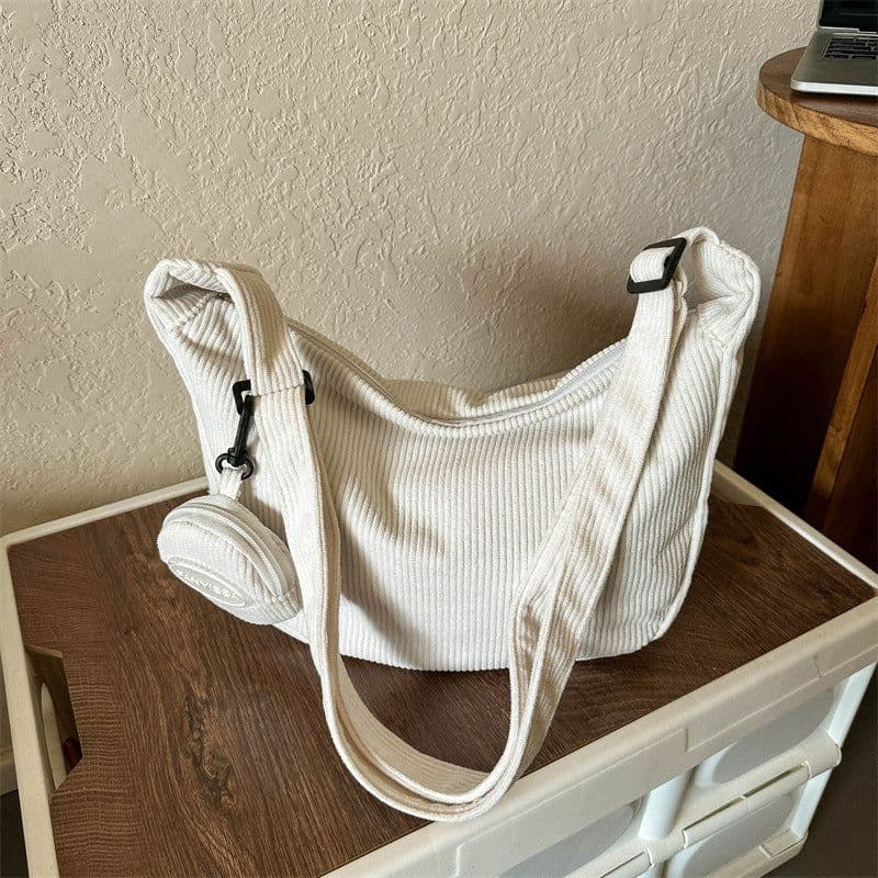 image-Women's Retro 2023 Canvas Crossbody Tote Bag - Khaki