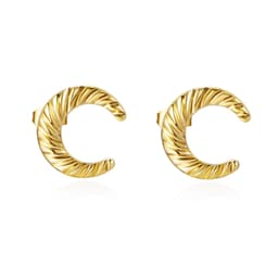 image-Titanium Steel C-Shaped Earrings 18K Gold Plated