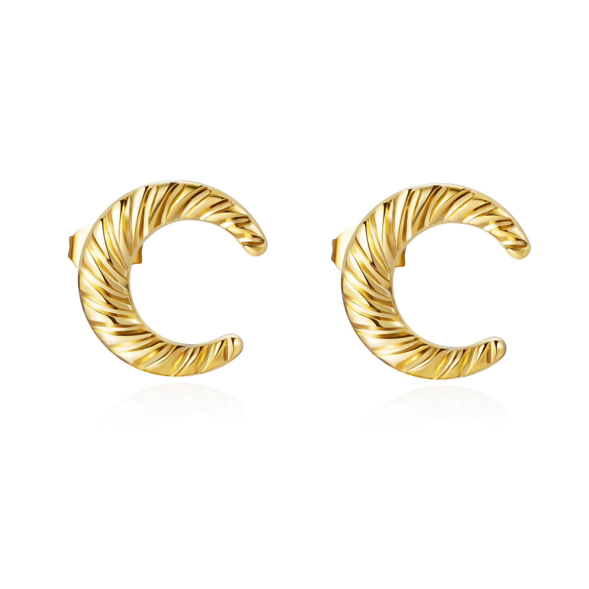 image-Titanium Steel C-Shaped Earrings 18K Gold Plated