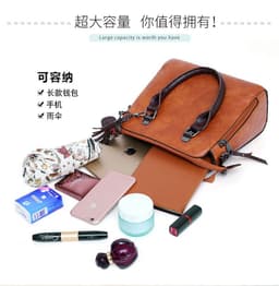 image-European and American retro cross-border wholesale women's bags 2023 new mother-in-law bag oily leather shoulder four-piece set women's handbag