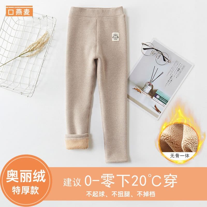 image-Xiaolu Hanhan Girls Fleece Leggings - Brown Winter