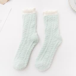 image-Coral Velvet Winter Warm Thickened Cat Socks for Women - Blue Medium Tube