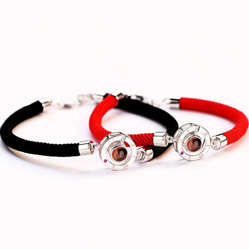 image-Couple Bracelets 100 Languages I Love You - Black Red
