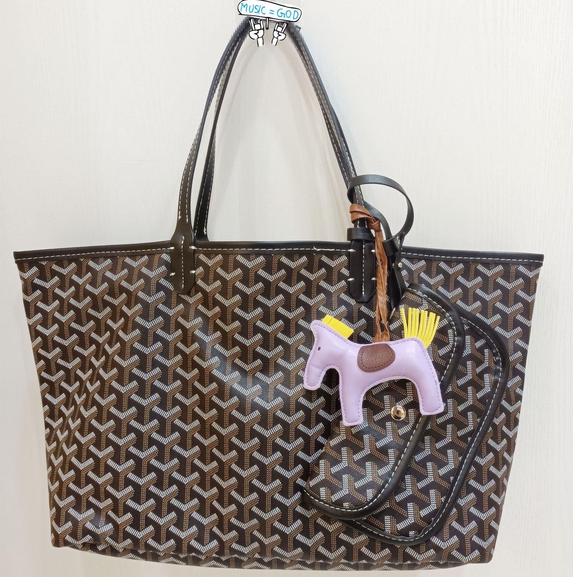 image-Ladies PU Tote Bag - Large Capacity, Brown, Street Fashion