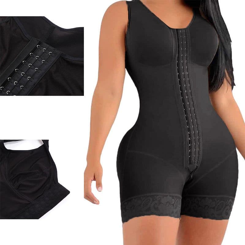 image-Black Body Shaper Bodysuit Crotch Zipper XXXL