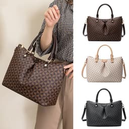 image-Women's Retro Printing Tote Bag - Windmill Black PU