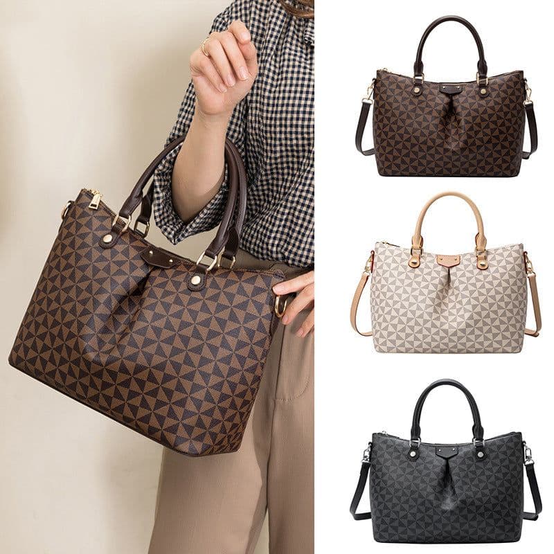 image-Women's Retro Printing Tote Bag - Windmill Black PU