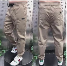 image-Men's Casual Pants - Black Straight Fit High Elastic